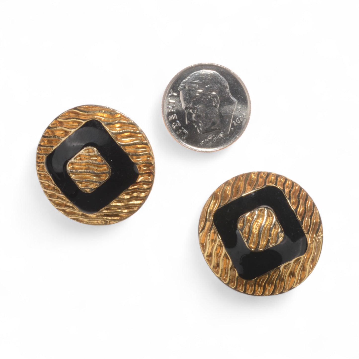 Black & Gold Geometric Clip-On Earrings SZ M
