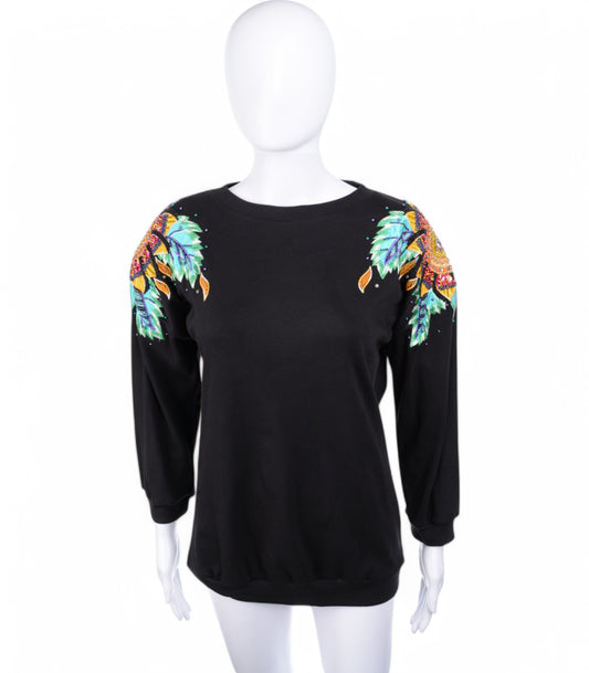 The Goldbergs (TV) – Beverly (Wendi McClendon-Covey) Black Sequined Shoulder Sweater with Shoulder Pads