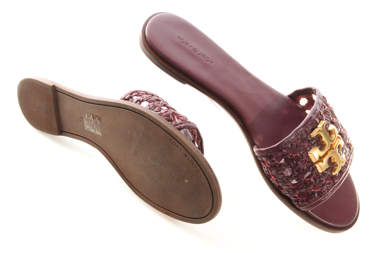 Cobra Kai (TV) – Tory Burch Everly Napa Leather Burgundy Slides Size 9.5