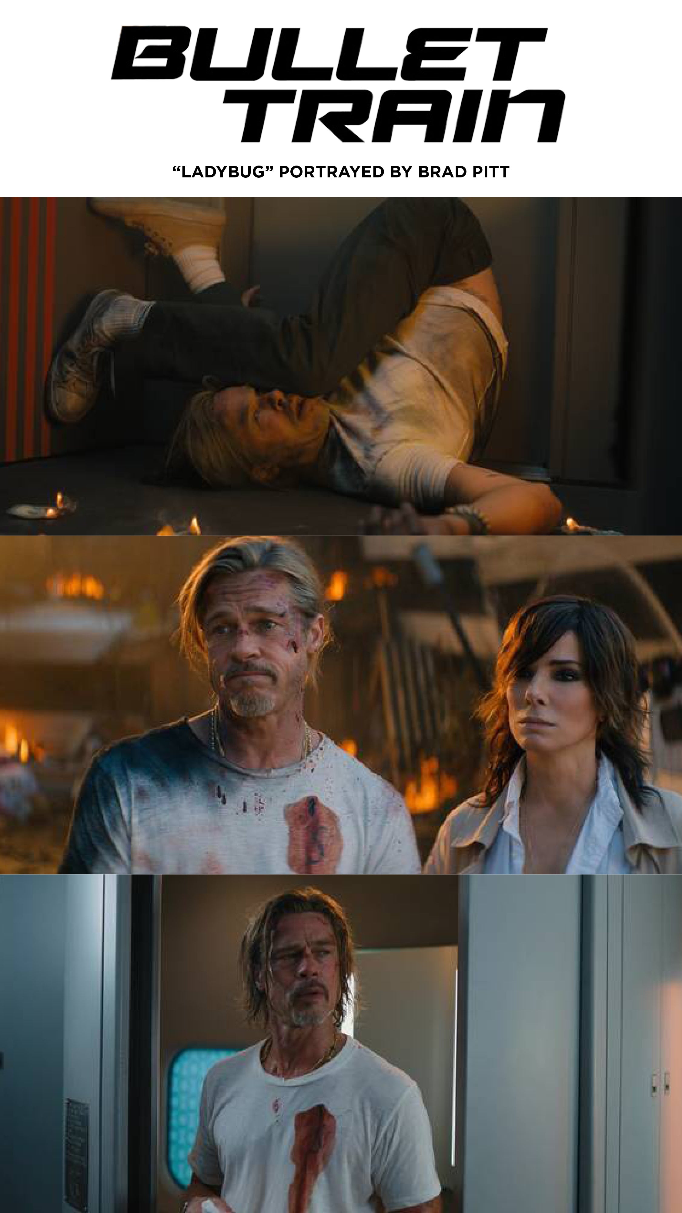 Original Distressed Costume Acquired from Bullet Train (2022) for Brad Pitt as “Ladybug”